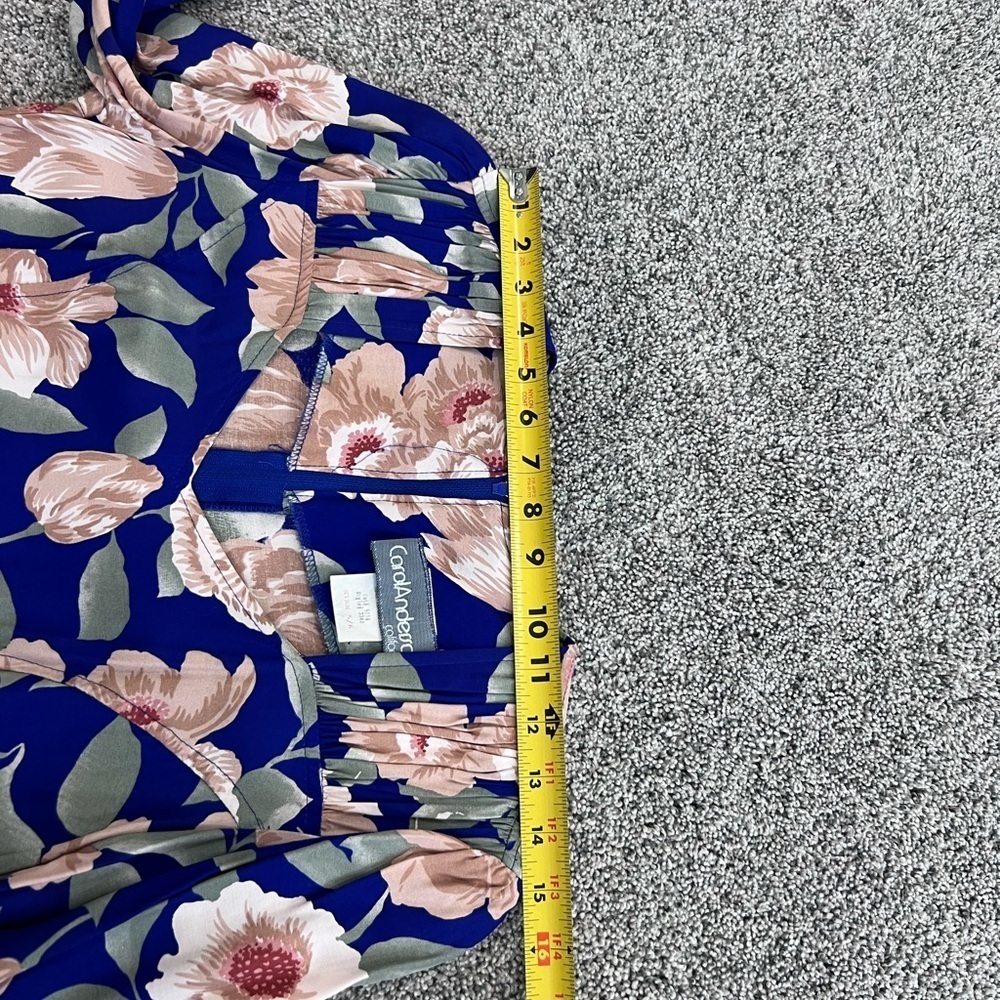 Vintage Carol Anderson Blue Colorful Floral Drop Waist Maxi Dress FS Size 5/6 - Picture 6 of 11